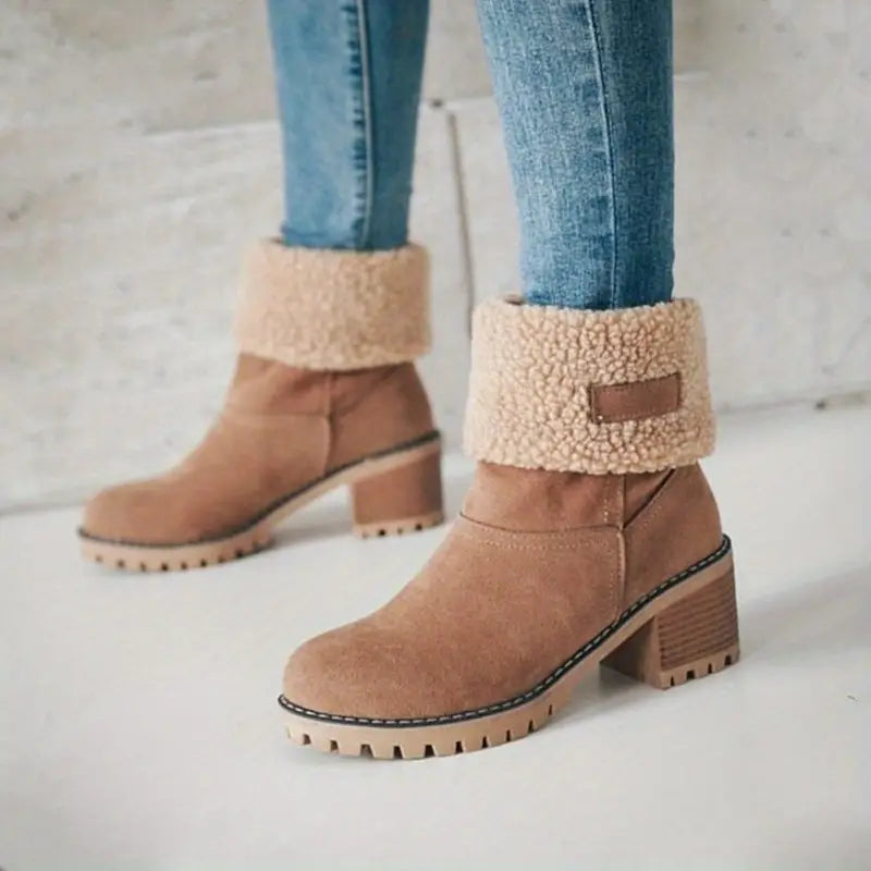 Eliana - Dames Enkellaarsjes met Massieve Kleur en Robuuste Hak | Trendy Enkellaarsjes voor de Moderne Vrouw