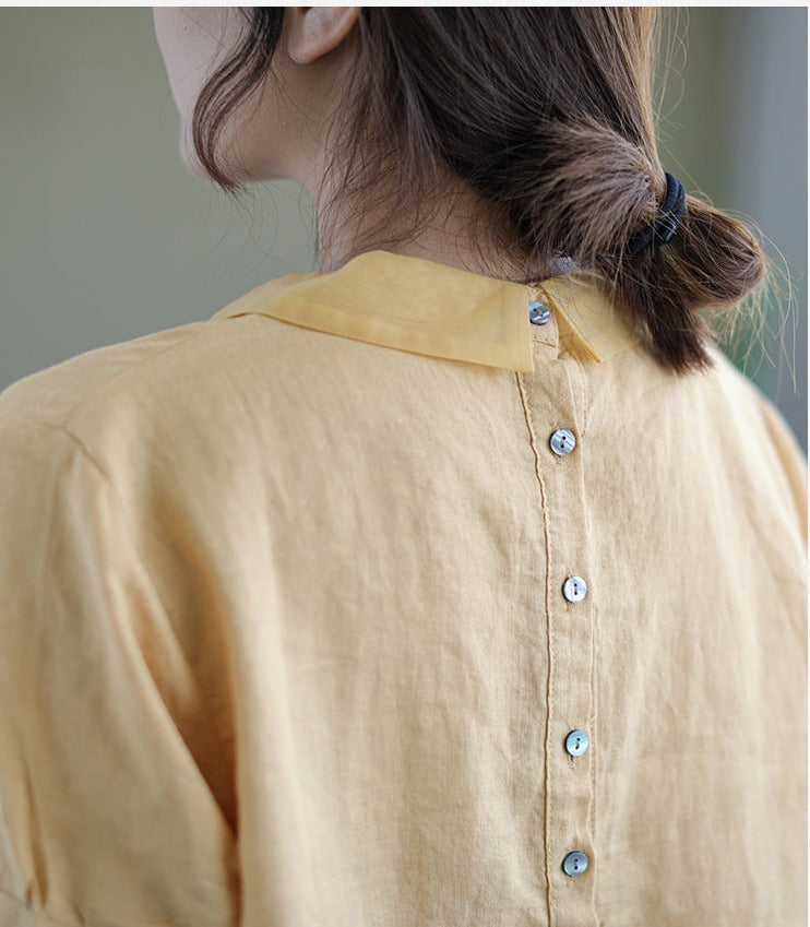 Livia - Linnen Vintage Blouse voor Dames | Stijlvolle en Comfortabele Blouse