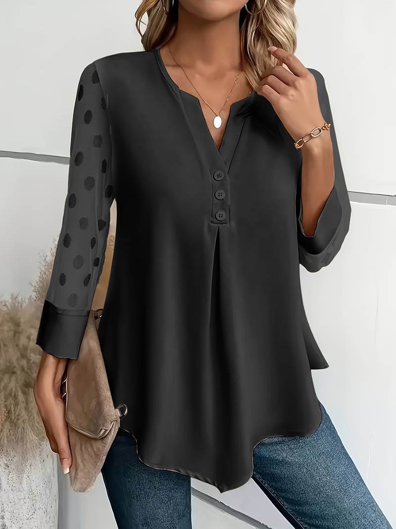 Yara - Elegante Lange Mouw Top met Subtiele Details voor Dames