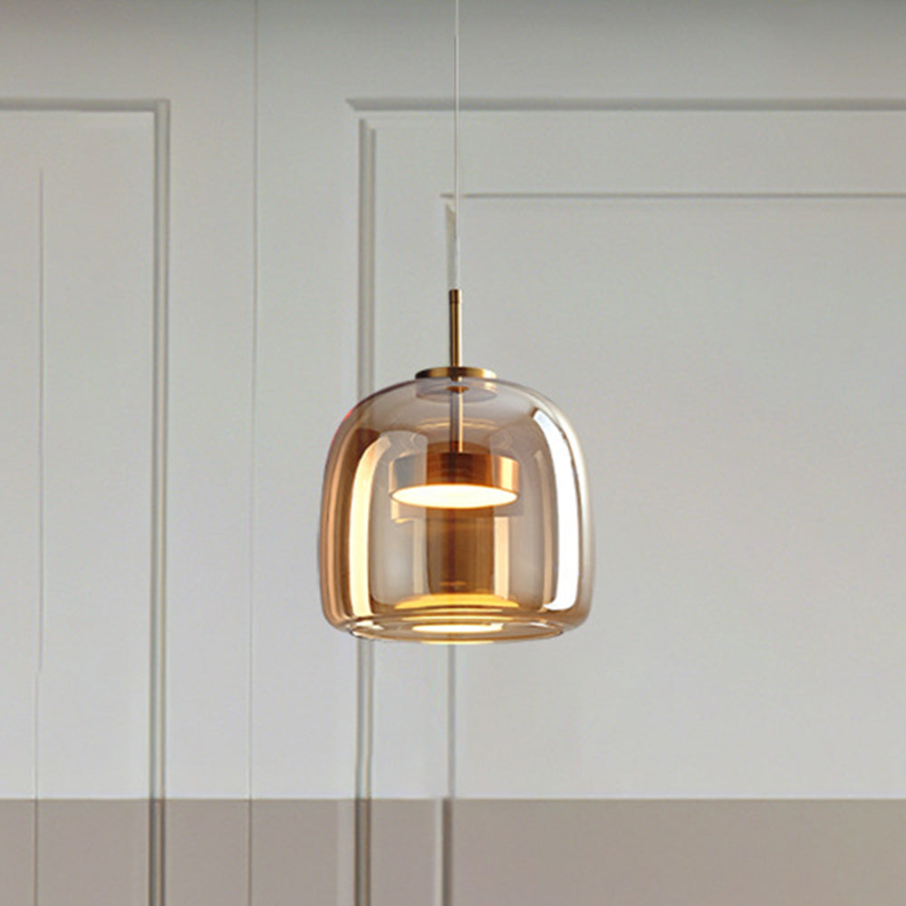 RetroLuxe LED Hanglampen - Gouden Amber Metaal en Glas voor Slaapkamer en Woonkamer