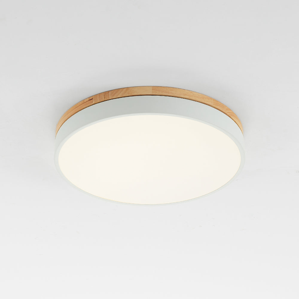 ScandiShade - Moderne Plafondlamp van Wit en Grijs Metaal met Houten Accenten voor Slaapkamer en Woonkamer