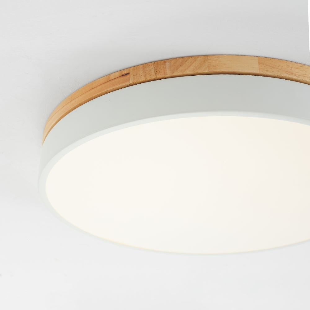 ScandiShade - Moderne Plafondlamp van Wit en Grijs Metaal met Houten Accenten voor Slaapkamer en Woonkamer