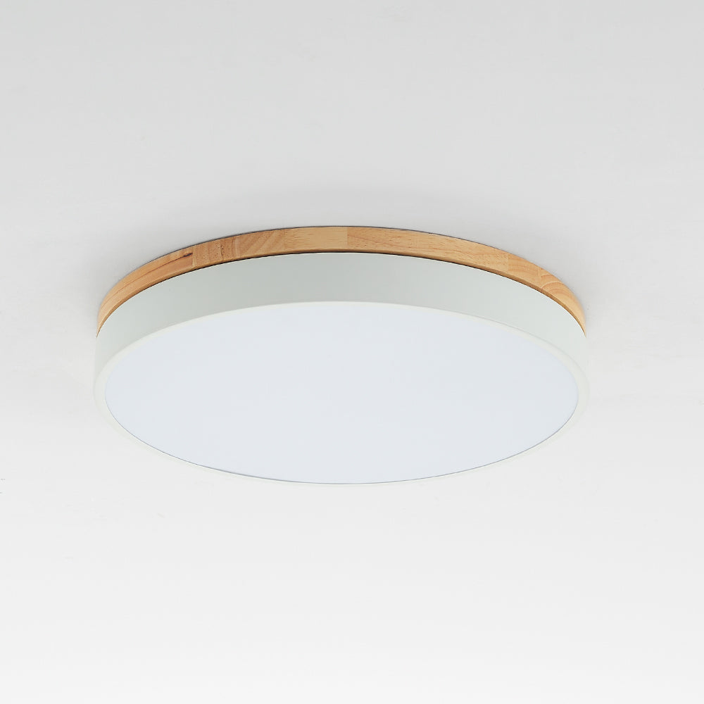 ScandiShade - Moderne Plafondlamp van Wit en Grijs Metaal met Houten Accenten voor Slaapkamer en Woonkamer