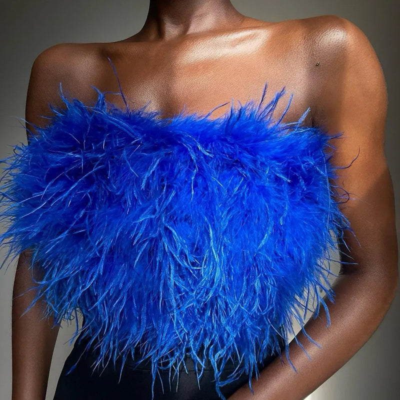LunaFeather - Bandeau Top met Veren voor Dames | Stijlvol en Elegant Avondtopje