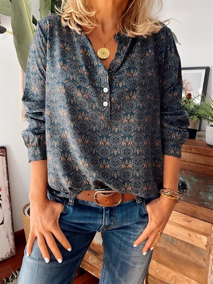 Nebelle Chic Blouse met Uniek Patroon voor Dames - Comfort en Stijl