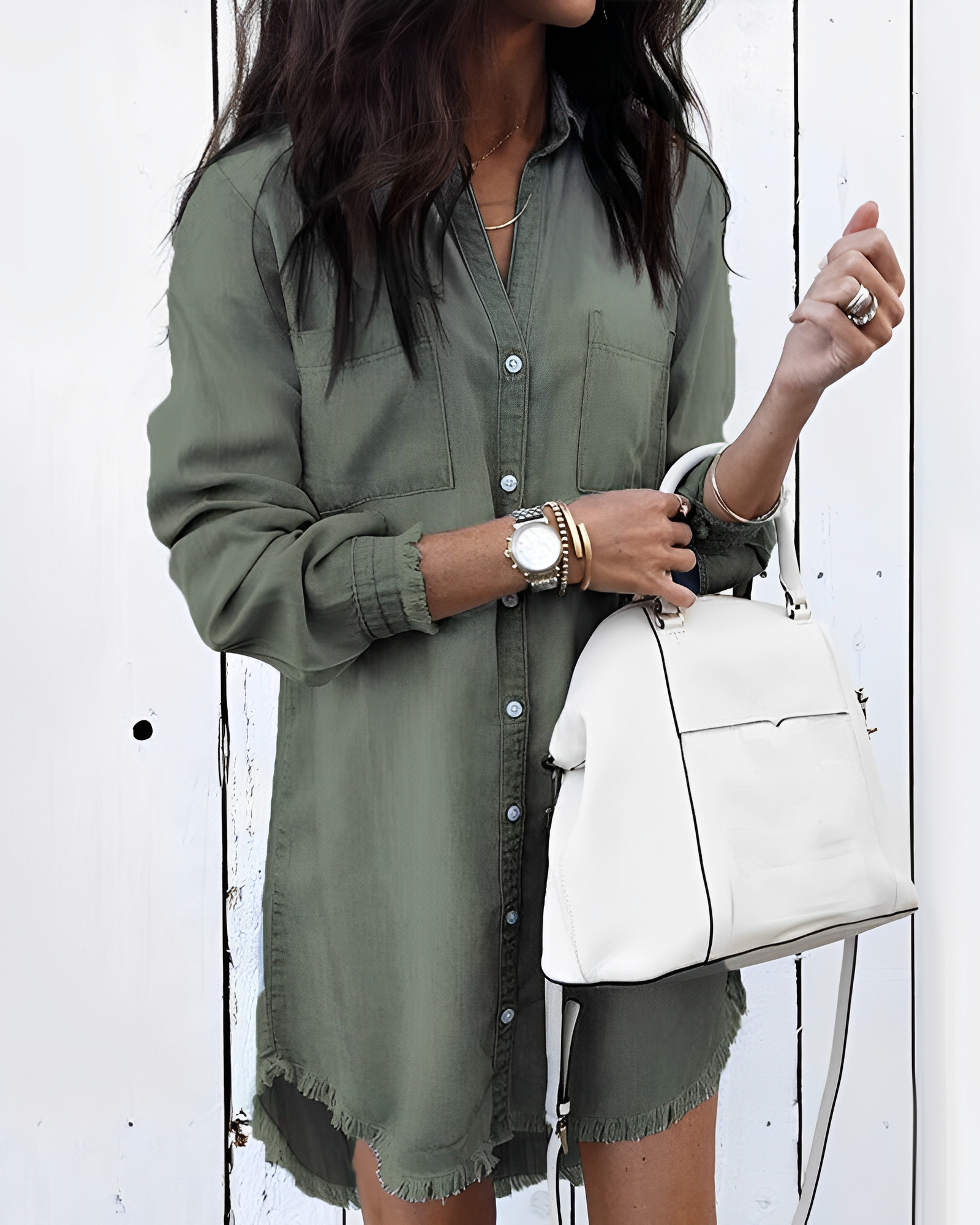 Marina Denim Blouse | Stijlvolle Spijkerblouse met Knopen voor Een Casual Look