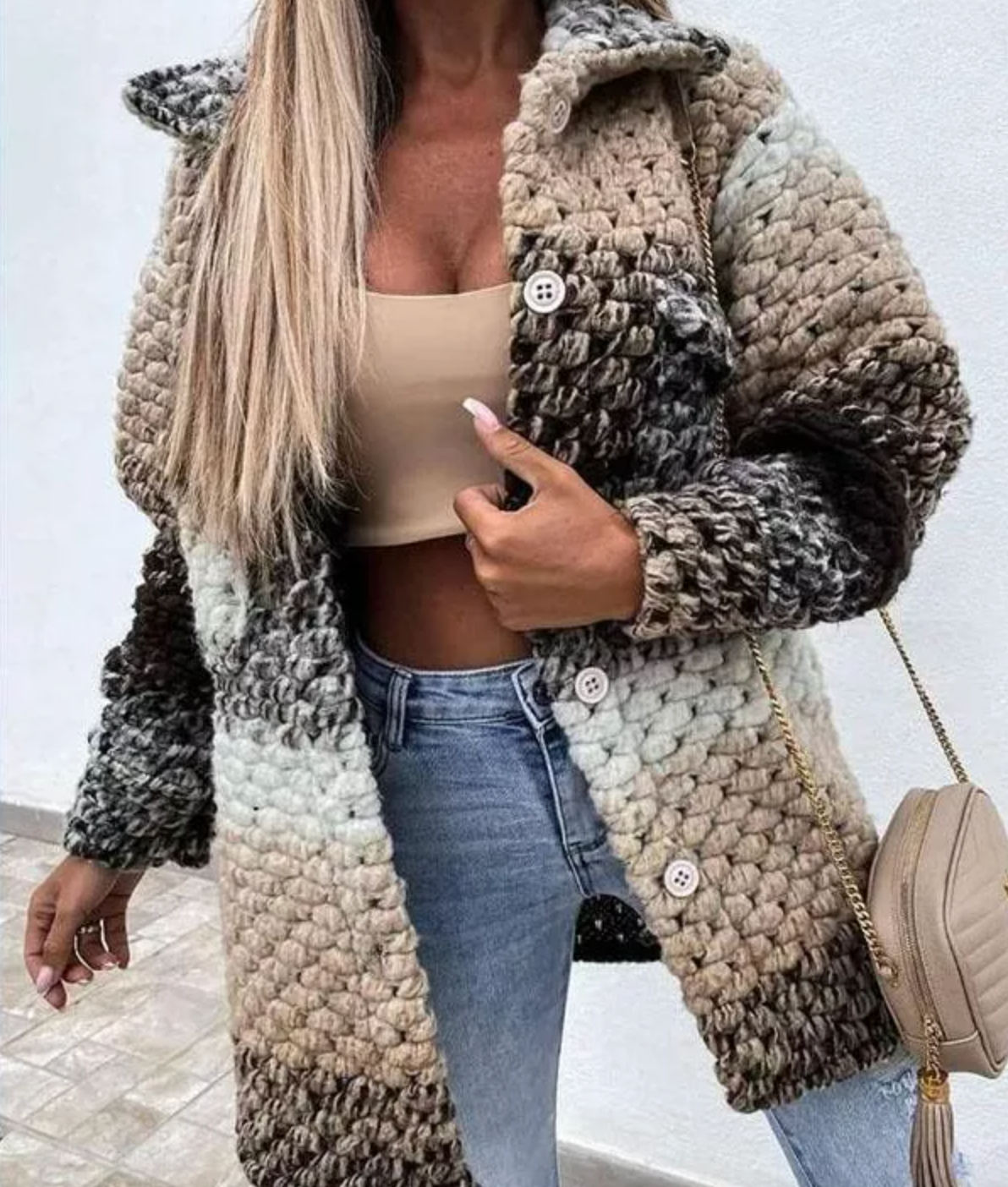 Lana – Vlechtjas in Regenboogkleuren voor Dames | Stijlvolle en Kleurrijke Jas