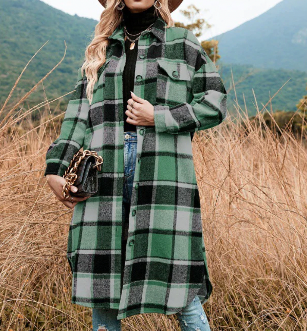 Nora – Lange Jas in Overhemd-Stijl voor Dames | Modieus en Comfortabel