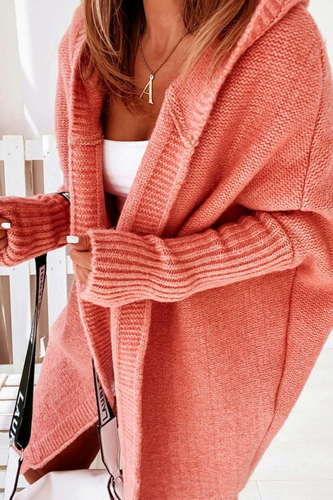 Sophie – Lange Stijlvolle Gebreide Jas met Capuchon voor de Herfst | Comfortabel en Warm