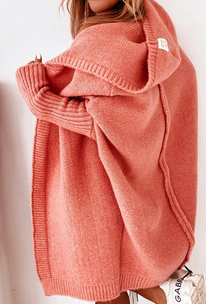 Sophie – Lange Stijlvolle Gebreide Jas met Capuchon voor de Herfst | Comfortabel en Warm