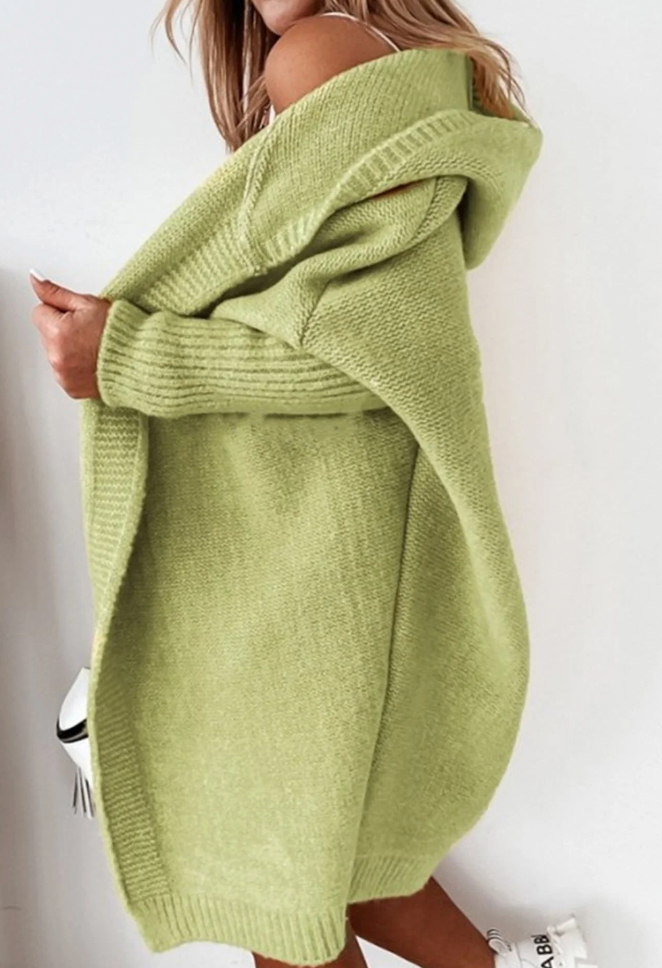 Sophie – Lange Stijlvolle Gebreide Jas met Capuchon voor de Herfst | Comfortabel en Warm
