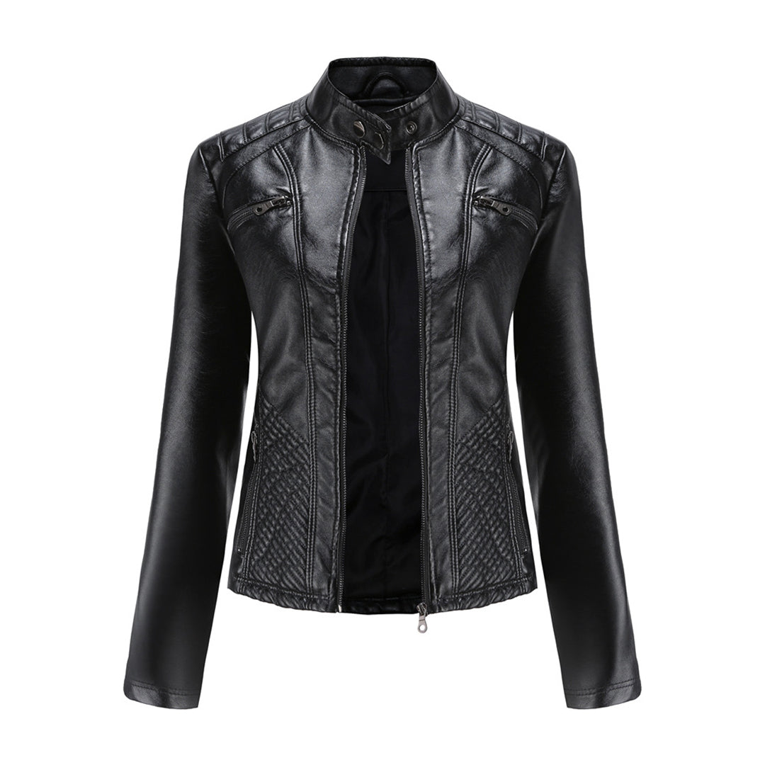 Asymmetrische Leren Jas voor Dames - Modieuze Jack met Rits Sluiting