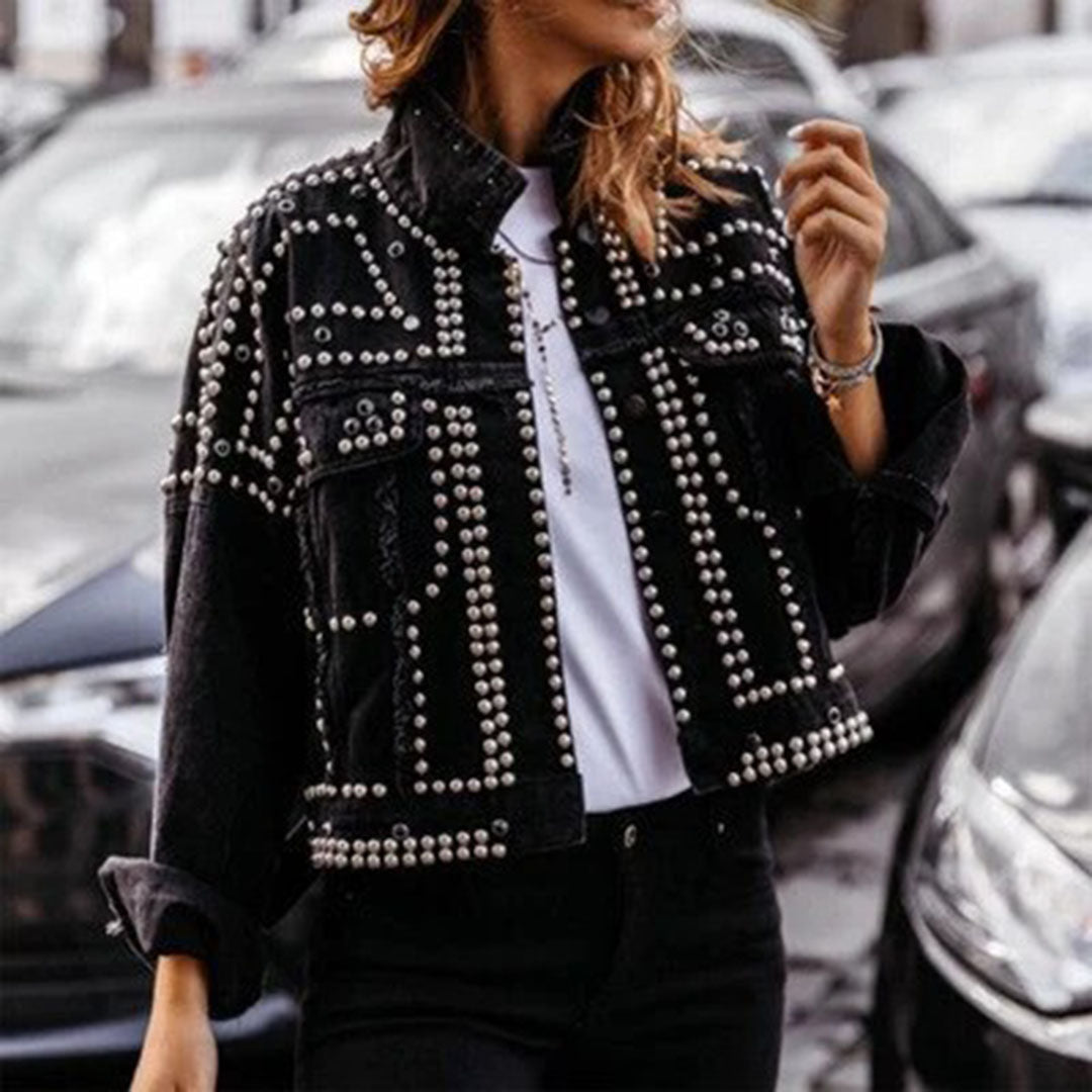 Marise - Korte Vintage Jas met Studs voor Dames