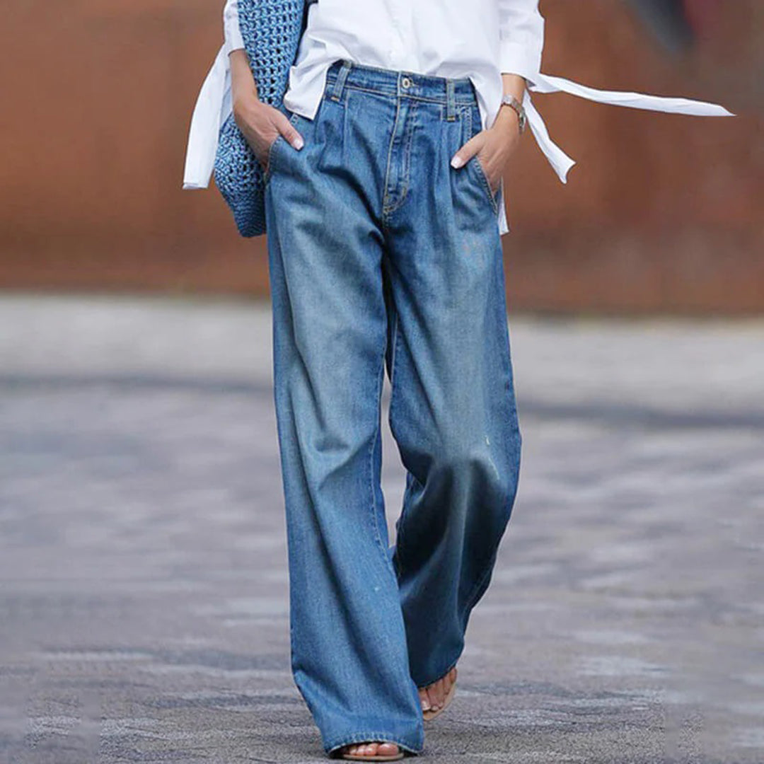 Leona - Wijd Uitlopende Denim Jeans met Vintage Uitstraling voor Dames