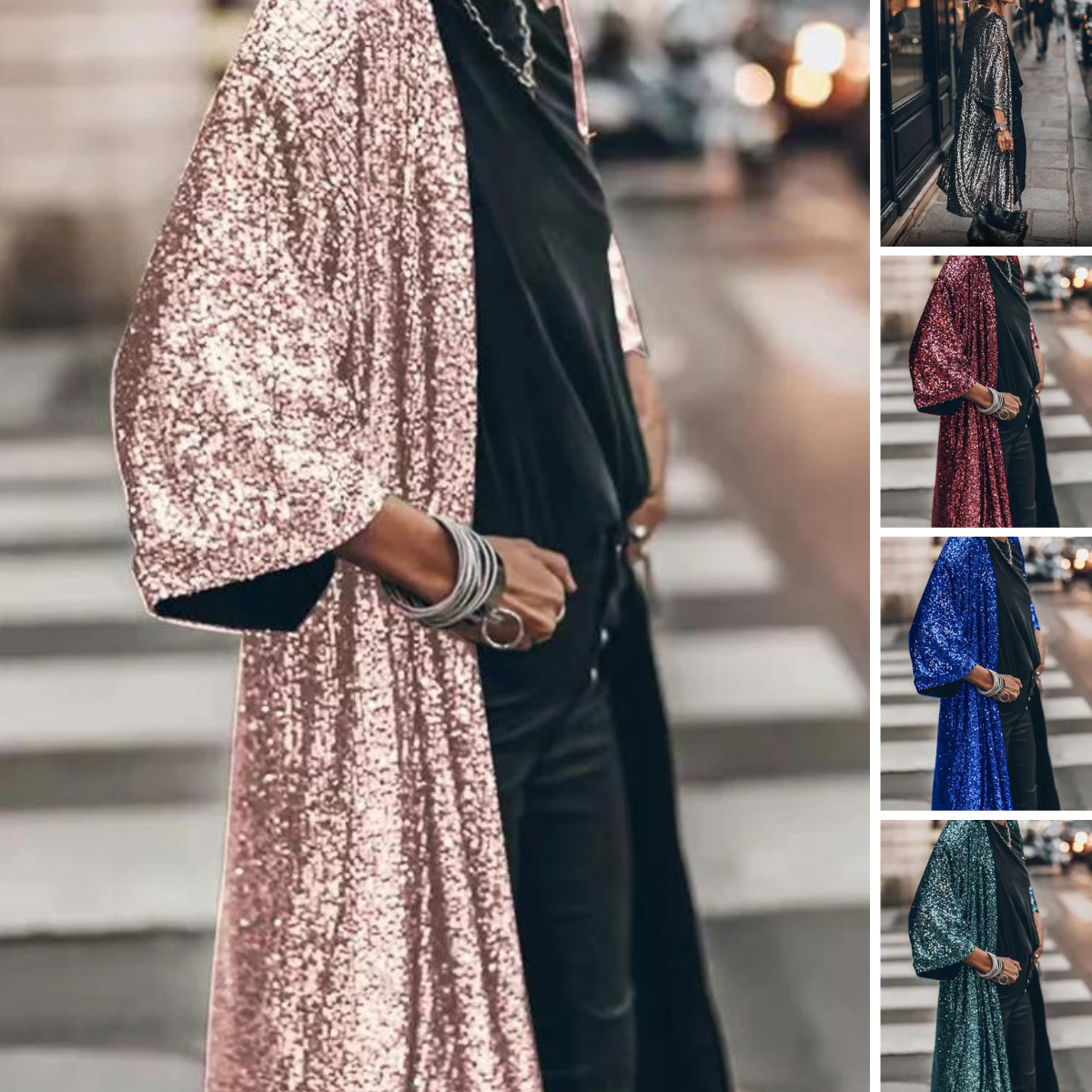 ZaraShine - Mode Glanzende Pailletten Strickjacke | Winddichte Top en Stijlvolle Jas voor Dames