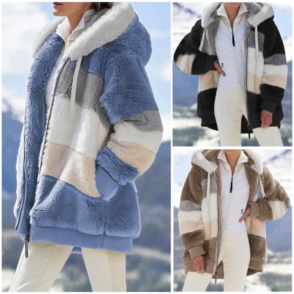 Winter Warme Oversized Damesjas met Capuchon Lange Mouw Jack voor Koude Dagen