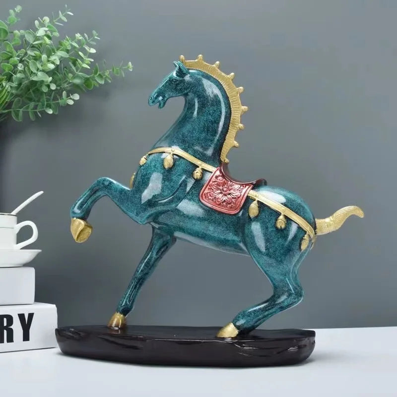 RoyalStride - Tang Paarden Sculptuur | Elegant Decoratief Kunstwerk voor Thuis