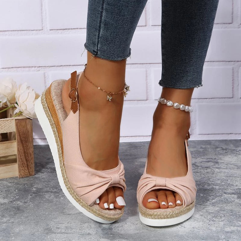 Stijlvolle Zomer-Espadrille Sandalen met Gespsluiting en Strikdetail | Trendy en Comfortabele Zomersandalen