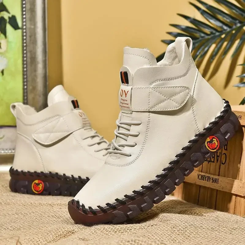 StrideLeather - Halfhoge Leren Schoenen voor Dames