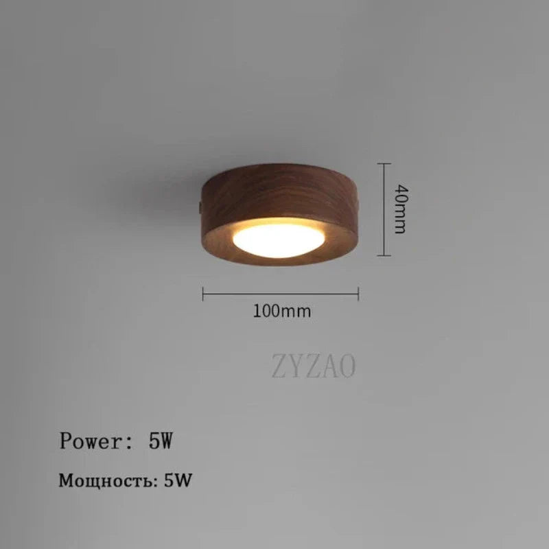 WoodLux Walnoot Plafondlamp - LED Schijnwerper met Houten Afwerking voor Woonkamer en Eetkamer