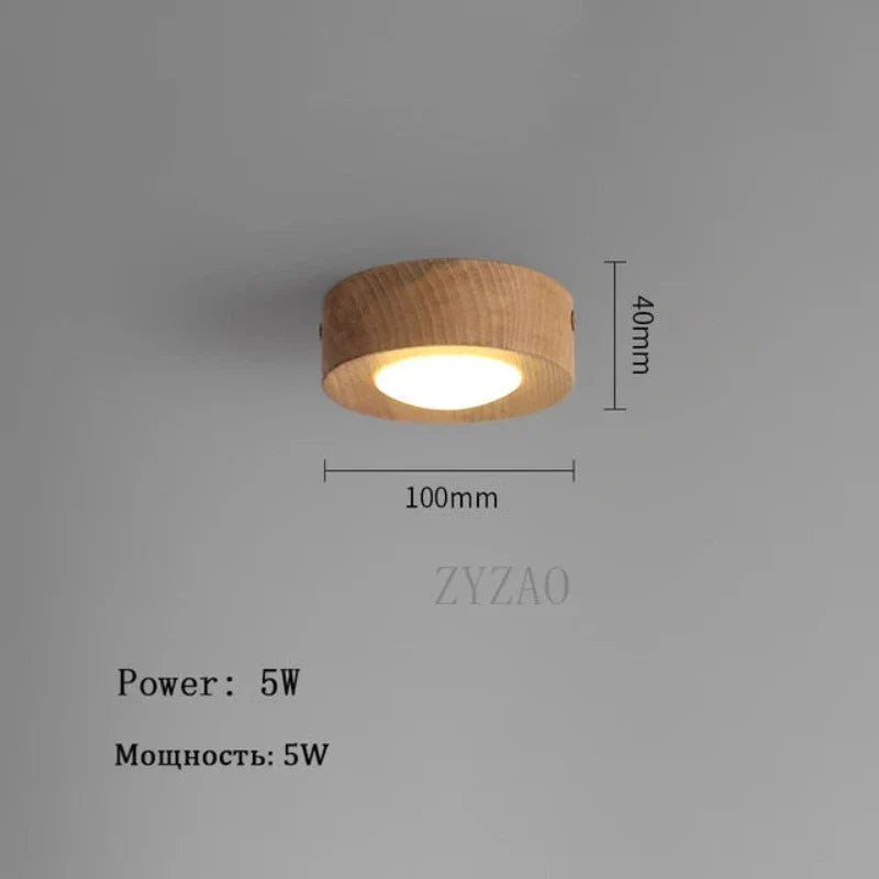 WoodLux Walnoot Plafondlamp - LED Schijnwerper met Houten Afwerking voor Woonkamer en Eetkamer
