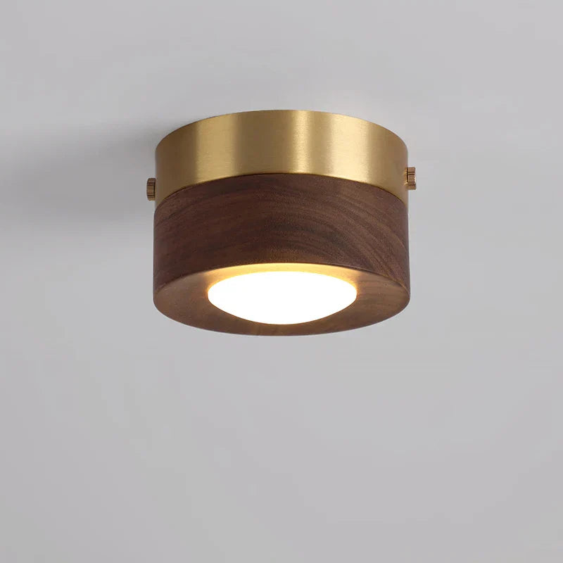 WoodLux Walnoot Plafondlamp - LED Schijnwerper met Houten Afwerking voor Woonkamer en Eetkamer
