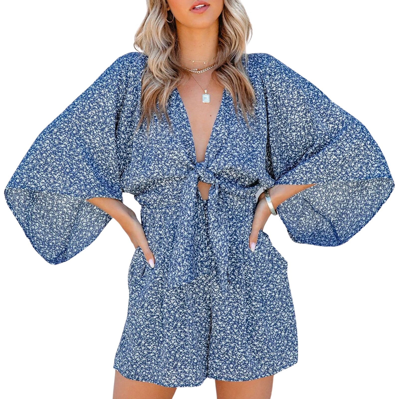Isabel - Playsuit met Strik Zwart-Bruin | Stijlvol en Comfortabel Design