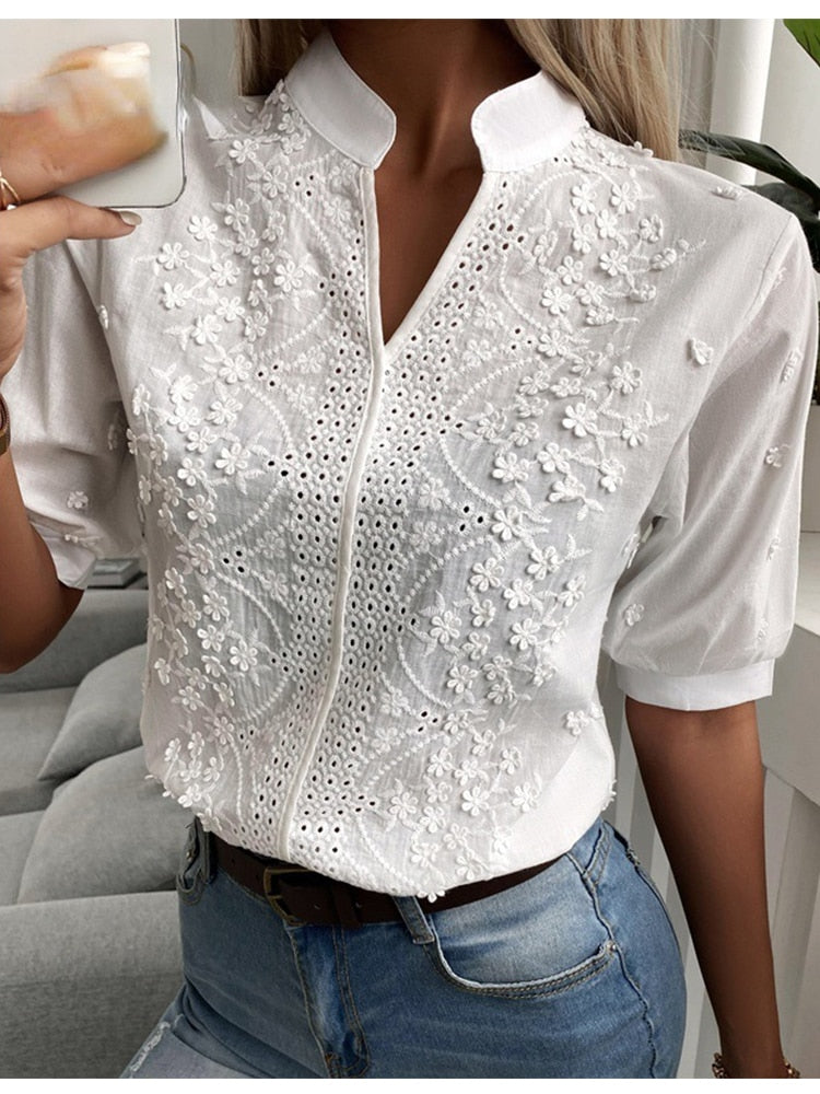Rani - Elegante Korte Mouwen Blouse voor Dames | Stijlvolle en Comfortabele Zomerblouse