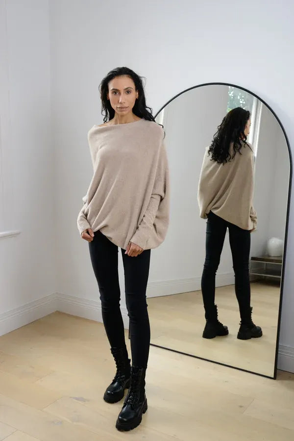 CloudDrape - Asymmetrische Dames Trui met Elegante Drapering