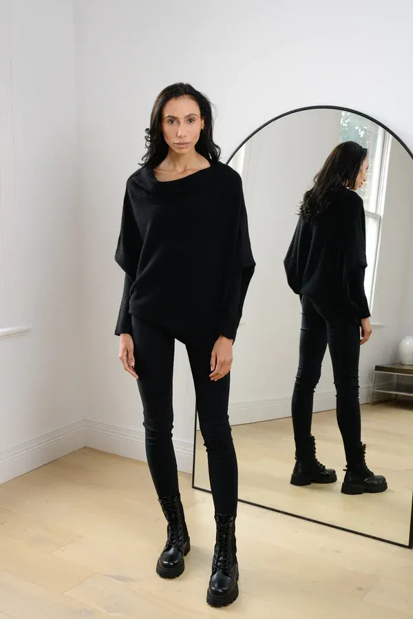 CloudDrape - Asymmetrische Dames Trui met Elegante Drapering
