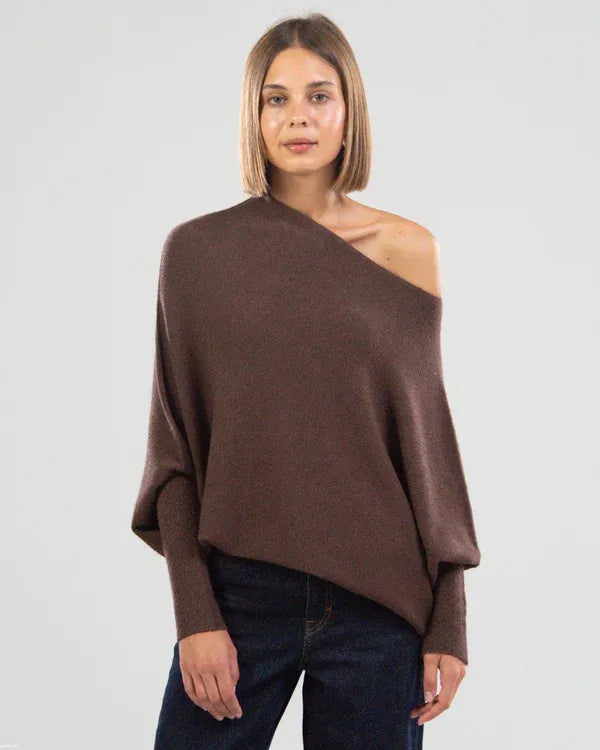 CloudDrape - Asymmetrische Dames Trui met Elegante Drapering
