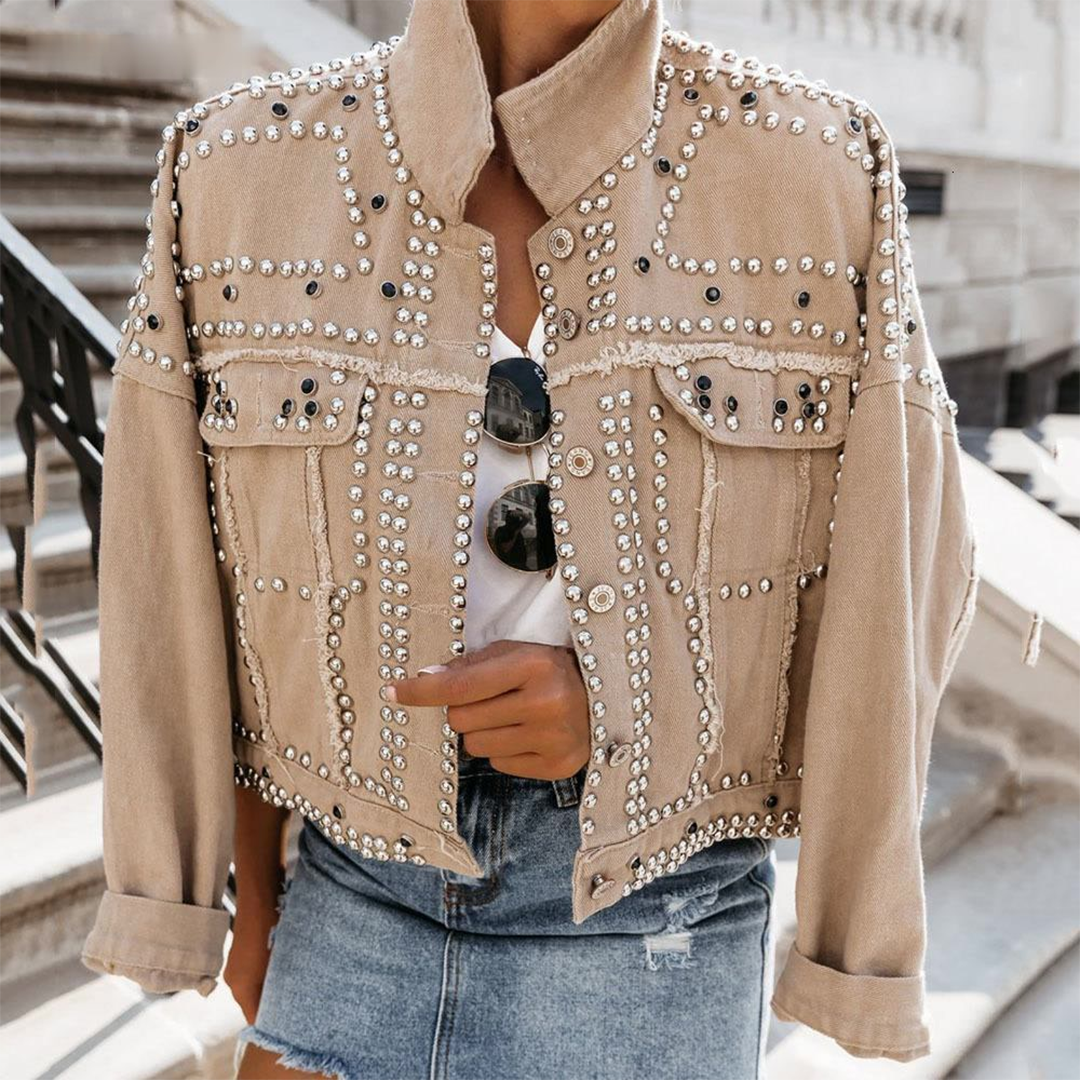Marise - Korte Vintage Jas met Studs voor Dames