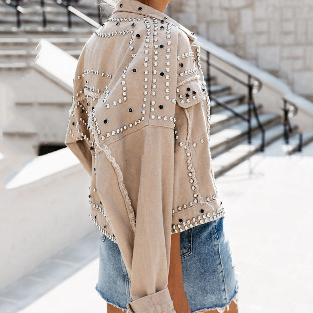 Marise - Korte Vintage Jas met Studs voor Dames
