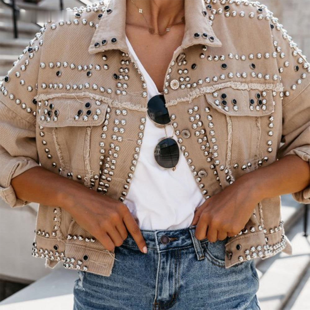 Marise - Korte Vintage Jas met Studs voor Dames