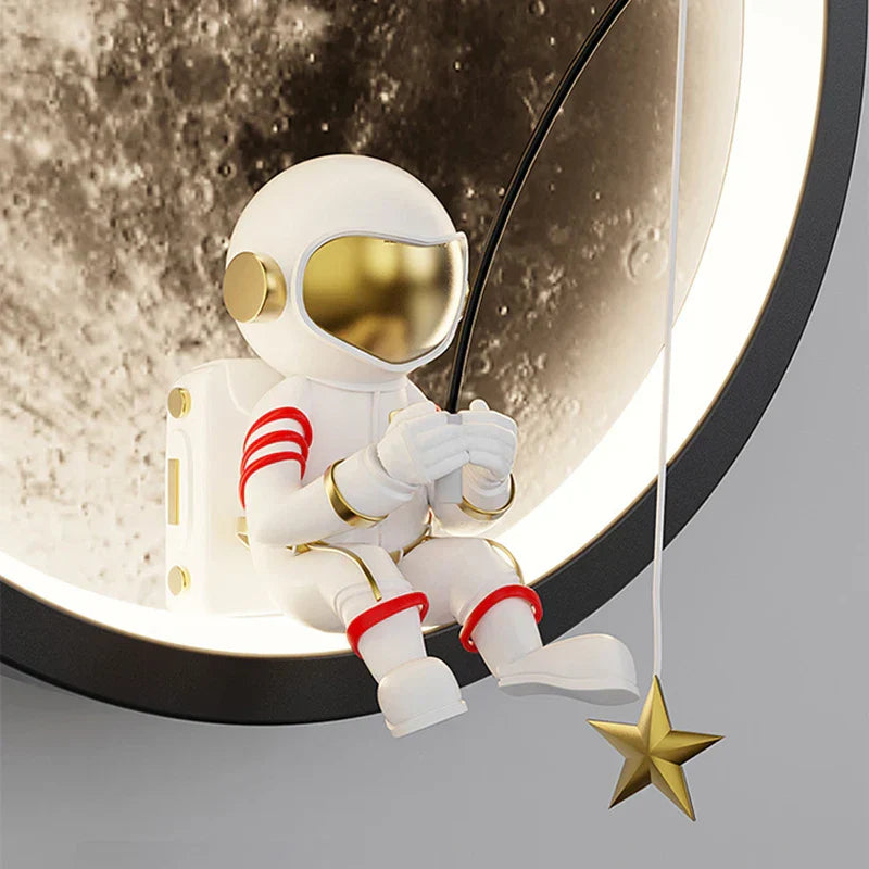 LunaGlow - LED Maan Wandlamp met Astronaut en Ster | Unieke Verlichting voor Slaapkamer en Kinderkamer