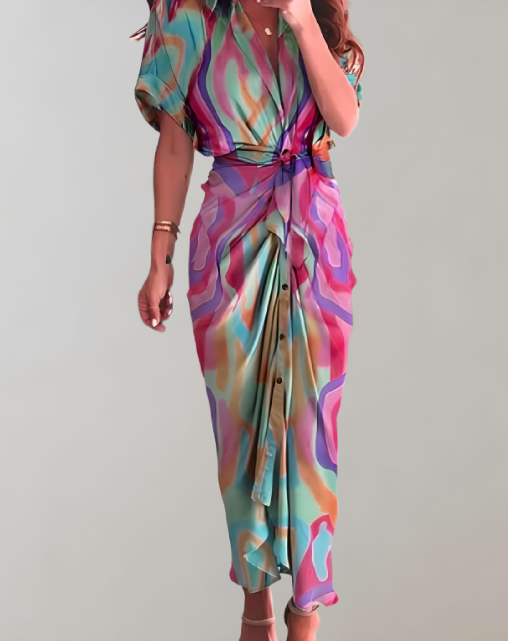 Elegantia - Lang Getailleerd Jurk met Stijlvolle Details
