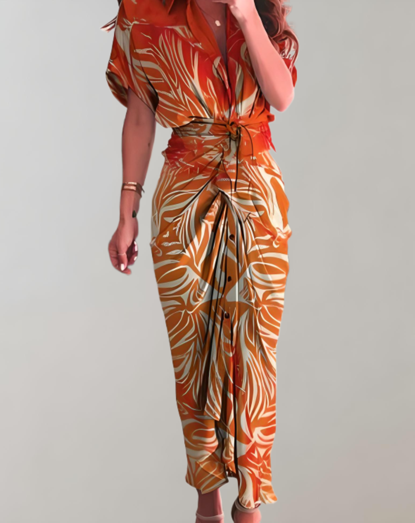 Elegantia - Lang Getailleerd Jurk met Stijlvolle Details