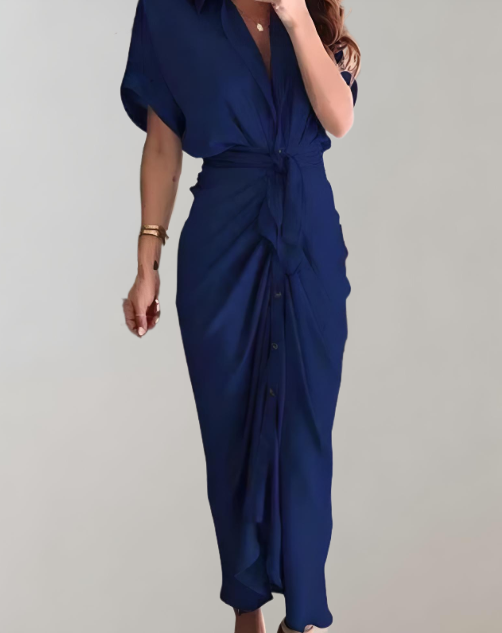 Elegantia - Lang Getailleerd Jurk met Stijlvolle Details