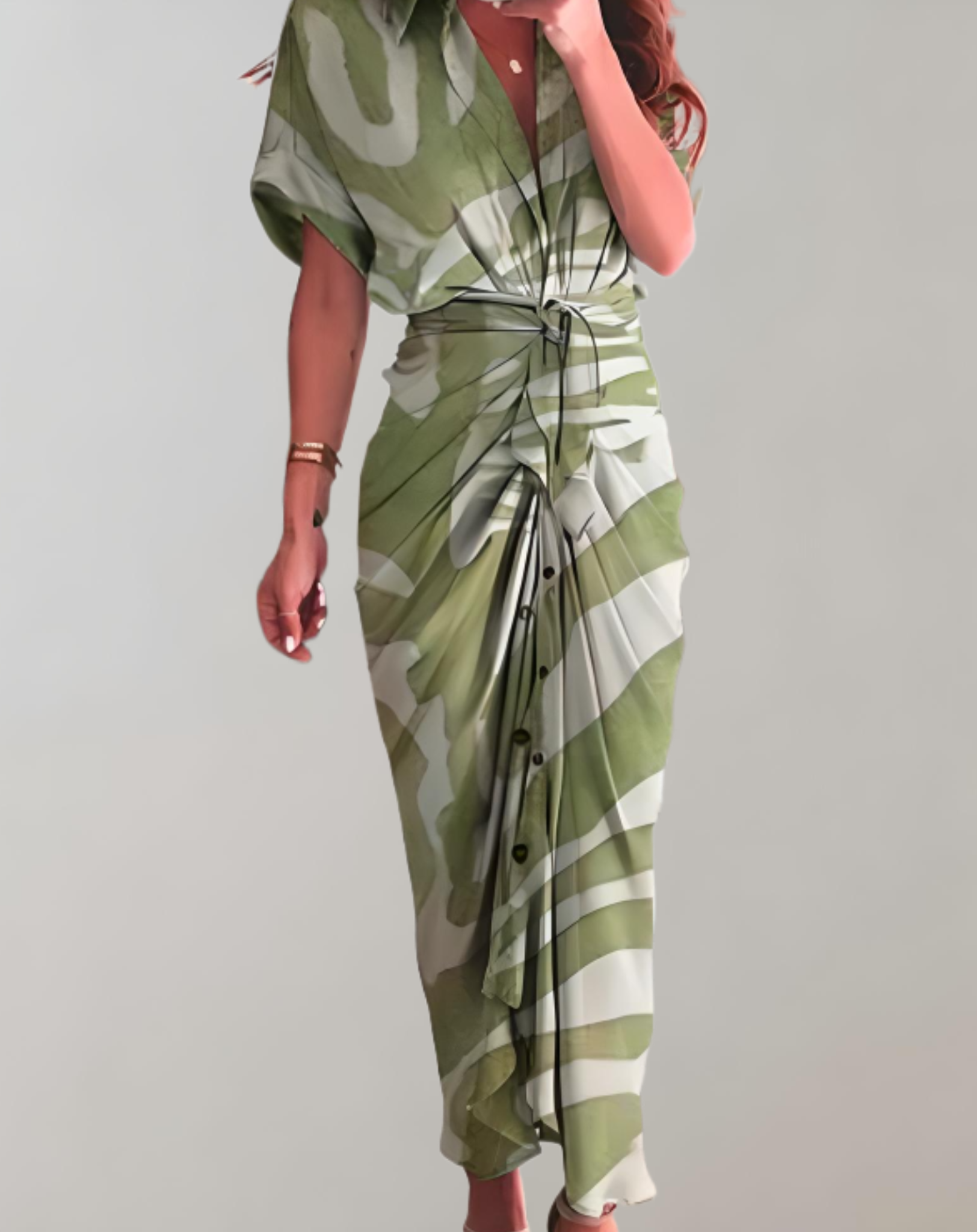 Elegantia - Lang Getailleerd Jurk met Stijlvolle Details