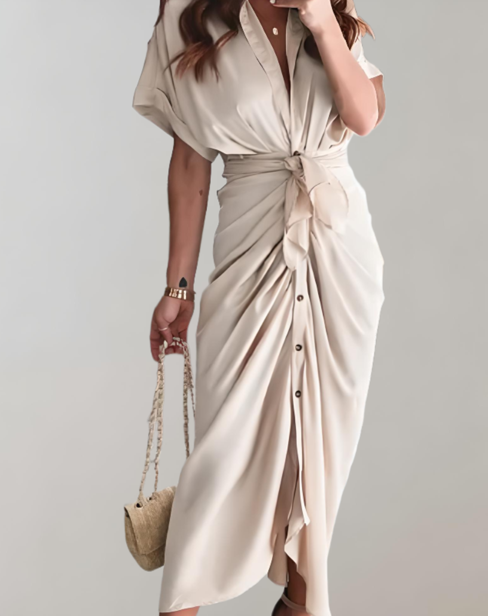 Elegantia - Lang Getailleerd Jurk met Stijlvolle Details