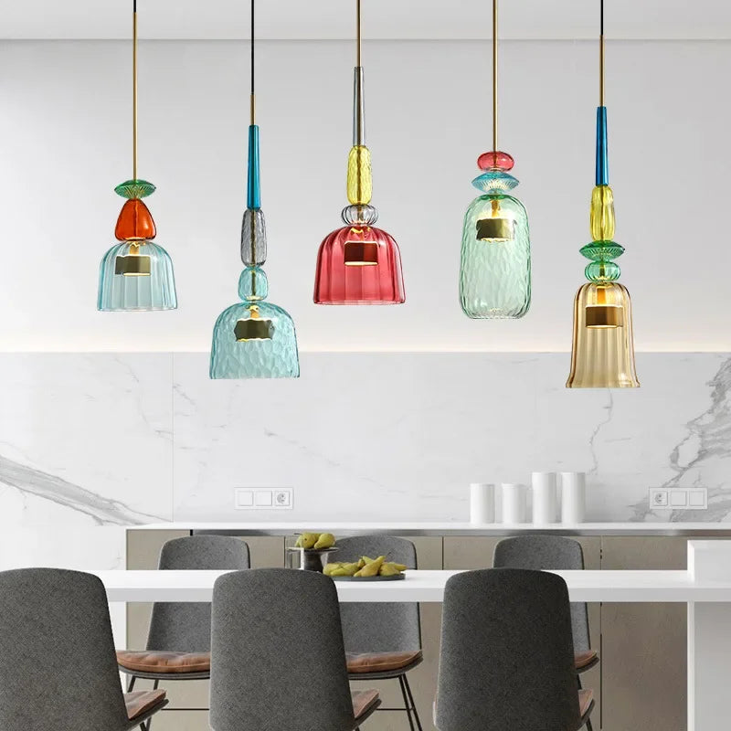 ColorVibe - Hanglamp met Kleurrijk Glas voor Sfeervolle Verlichting