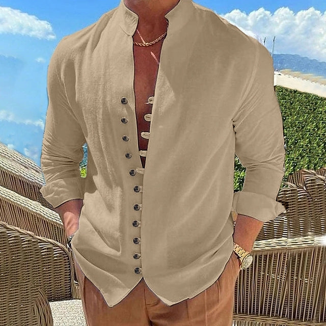 Henley Heren Shirt met Unieke Knoopsluiting en Zachte Katoen – Comfort en Stijl voor Elke Dag