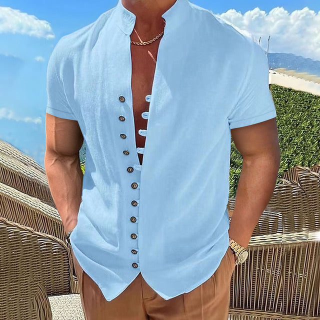 Henley Heren Shirt met Unieke Knoopsluiting en Zachte Katoen – Comfort en Stijl voor Elke Dag