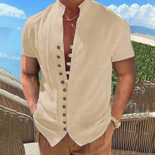 Henley Heren Shirt met Unieke Knoopsluiting en Zachte Katoen – Comfort en Stijl voor Elke Dag