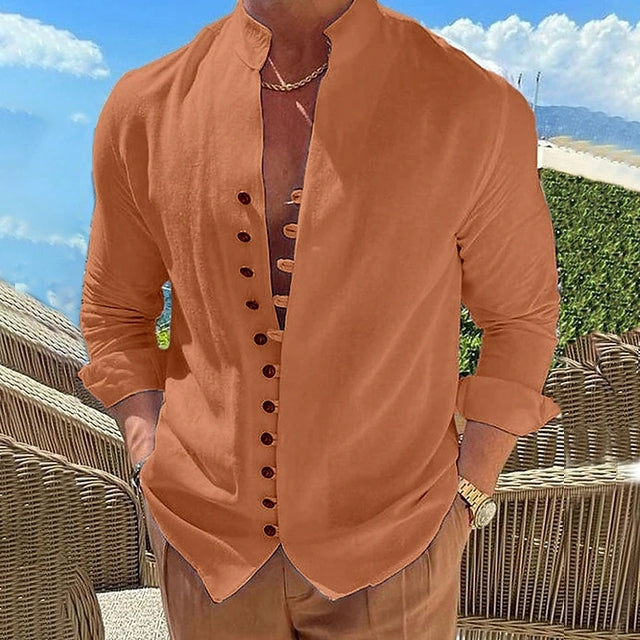 Henley Heren Shirt met Unieke Knoopsluiting en Zachte Katoen – Comfort en Stijl voor Elke Dag