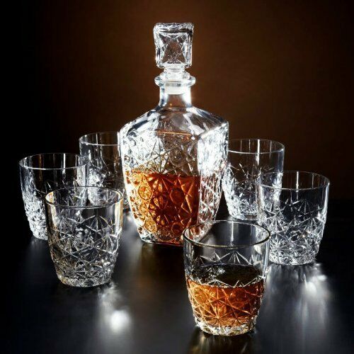 EliteWhiskey Decanter Set - 7-delig | Inclusief Karaf en Whiskeyglazen | Ideaal Cadeau voor Whiskeyliefhebbers