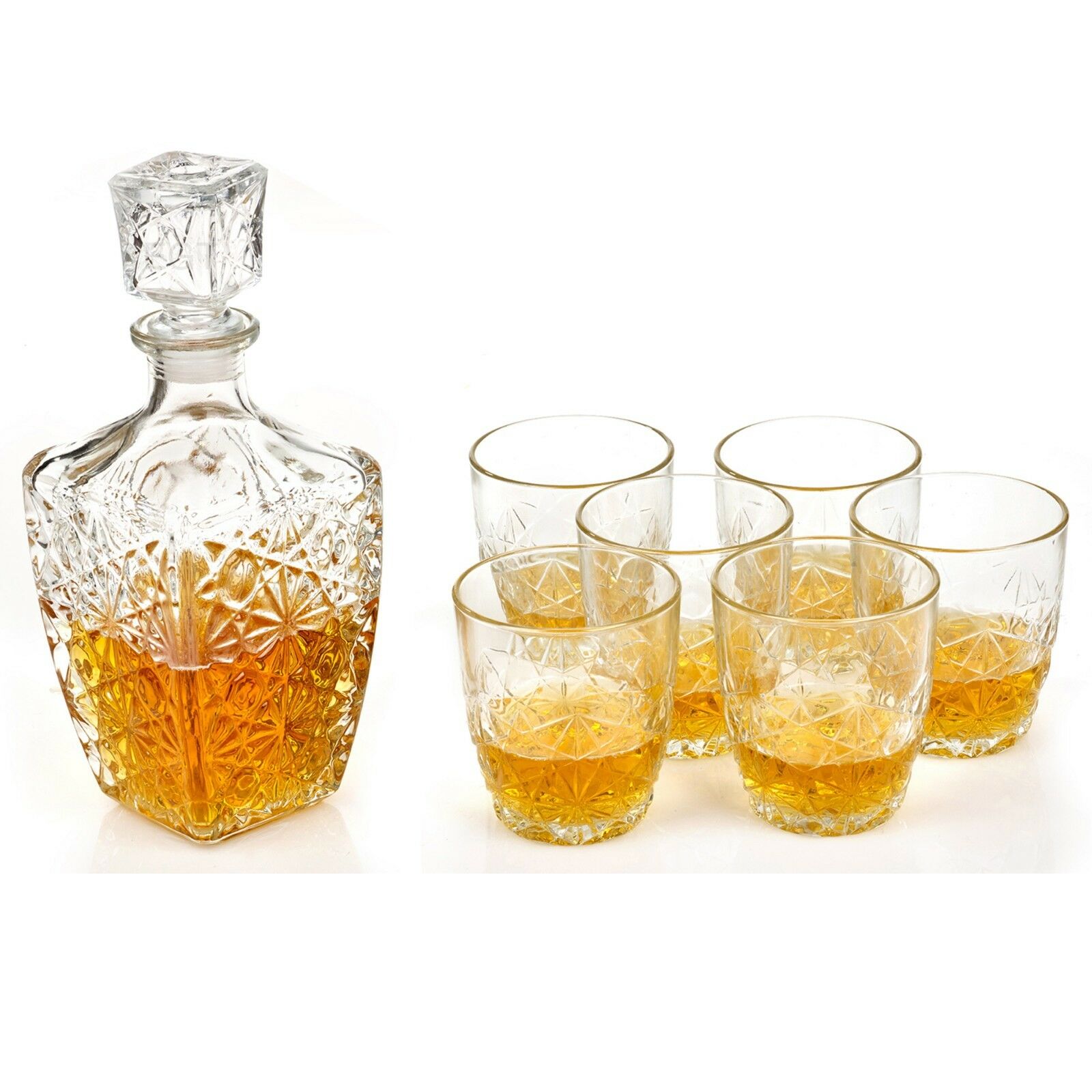 EliteWhiskey Decanter Set - 7-delig | Inclusief Karaf en Whiskeyglazen | Ideaal Cadeau voor Whiskeyliefhebbers