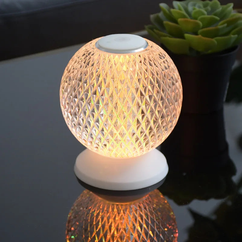 CrystalWave - Moderne Draadloze Kristallen Tafellamp voor Luxe Verlichting