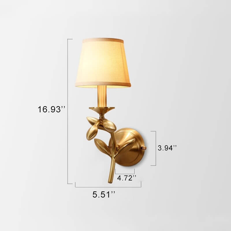 FloraLight - Wandlamp met één arm en stoffen kap met plantenmotief