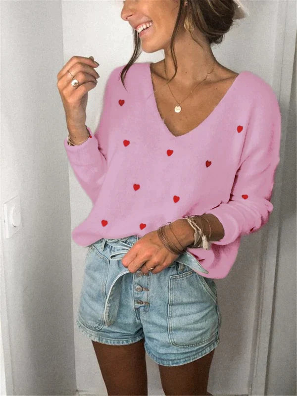 Selena Heart - Warme Damestrui met Hartpatroon voor Stijlvolle Dagen